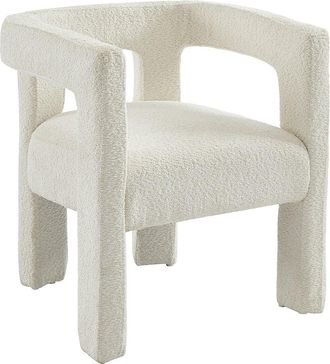 Vente-Unique Silla con reposabrazos de tela boucl&eacute; y metal - Blanco - SOFANA de Pascal MORABITO