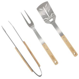 Gibson Home Barbecue Plus 3 Piece Barbecue Tool Set with Rubberwood Handles in Brown at Nordstrom