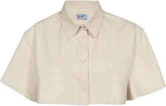 Heron Preston Overhemden, Dames, Beige, M, Katoen, Klassieke Katoenen Shirt Logo Detail