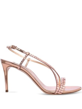 Casadei embellished criss-cross sandals - women - Polyurethane/Polyester/Leather/Kid Leather/Rubber - 36 1/2 - Pink