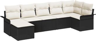 vidaXL Garden Sofa Set with Storage 7 pcs Black Poly Rattan vidaXL