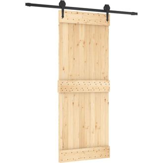 vidaXL Puerta Corredera Con Herrajes Madera Maciza De Pino 80x210 Cm Vidaxl