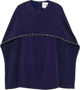 Roland Mouret Abito decorato con mantella - Blu