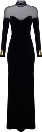 Elisabetta Franchi Black Turtle Neck Maxi Dress