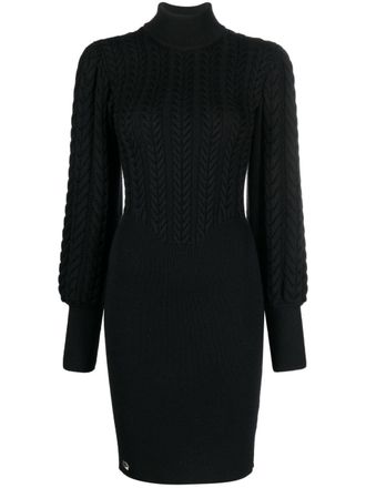 Philipp Plein cable-knit high-neck dress - Black