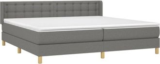 vidaXL Cama Box Spring Con Colch&oacute;n Tela Gris Oscuro 160x200 Cm Vidaxl