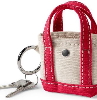 Lands End Mini Canvas Tote Charm in Natural/heritage Red at Nordstrom
