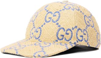 Gucci Baseballpet met raffia-effect en GG-monogram