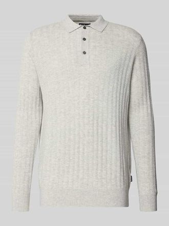 Barbour Regular Fit Strickpullover aus Woll-Baumwoll-Mix Modell SMEATON in Silber, Größe XXL