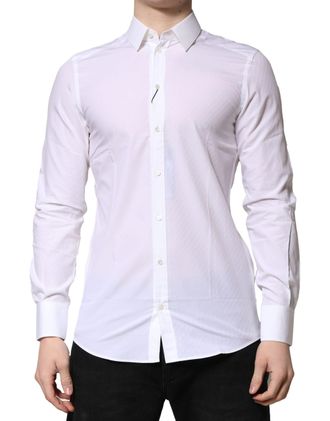 Dolce & Gabbana White MARTINI Long Sleeves Dress Formal Mens Shirt