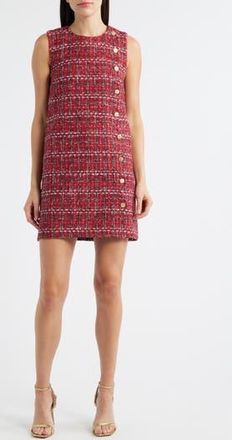 ZOE AND CLAIRE Scalloped Sleeveless Tweed Shift Dress in Red at Nordstrom Rack, Size X-Small