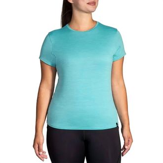 Brooks Luxe Short Sleeve Tee In Heather Aqua