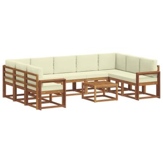vidaXL Conjunto De Sof&aacute;s De Exterior Con Coj&iacute;n 10 Pcs Natural Y Crema Vidaxl