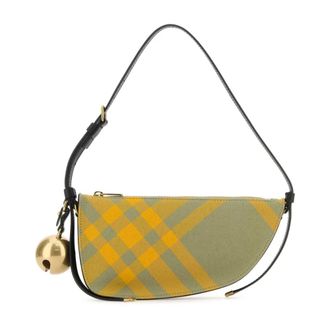 Burberry Shoulder Bags, female, Multicolor, Size: ONE SIZE Embroidered Canvas Mini Shield Shoulder Bag