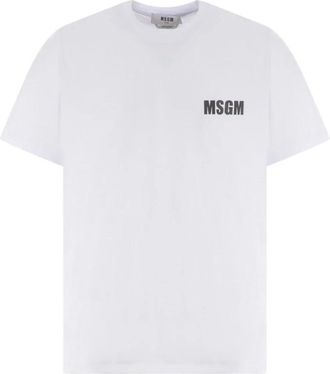 Msgm Heren Wit Optisch Katoenen T-Shirt - Heren - T-shirts - Wit - XL - Katoen - Tops
