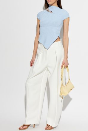 Jacquemus Creased Trousers Ovalo, Womens, White