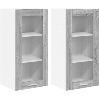 vidaXL Hanging Cabinet Riga 2 pcs Grey Sonoma 40 x 31 x 80 cm vidaXL