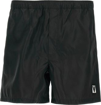 Valentino Garavani Nylon Zwembroek Met Chez Valentino Patch - Heren - Strandmode - Zwart - XL - Nylon - Badmode