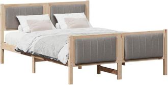 vidaXL Estructura De Cama Con Cabecera Marr&oacute;n Y Taupe 135 X 190 Cm Vidaxl
