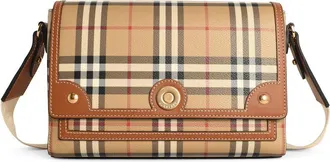 Burberry Note Crossbody Bag In Briar Brown Cotton Blend