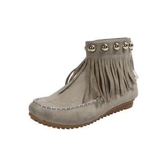 Generic Womens Ankle Boots Fringe Comfortable Flat Shoes Vintage Stylish Buckle Classic Side Zipper Round Toe Durable Ladies Short Tassel Boots Outdoor Party 