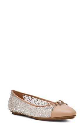 Anne Klein Luci Bow & Crystal Embellished Ballet Flat in Crystals at Nordstrom, Size 5.5