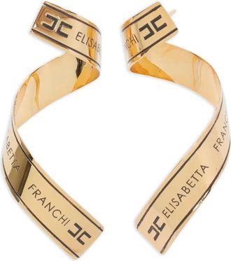 Elisabetta Franchi Orecchini con placca logo - Oro