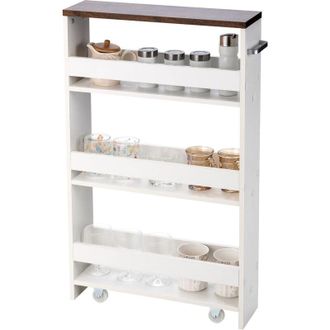 Costway Carrito Estrecho Con 4 Niveles De Cocina Empu&ntilde;adura, 48 X 12,5 X 81cm, Estanter&iacute;a Con Ruedas Estrecha, Ahorra Espacio Con Estantes Estrechos, Cocina, 