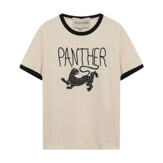 Valentino Panther Grafisch T-shirt - Heren - Tops - Beige - Maat: XL Katoen