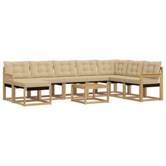 vidaXL Conjunto De Sof&aacute;s De Exterior Con Coj&iacute;n 9 Pcs Y Beige Vidaxl