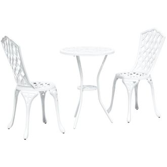 vidaXL Juego Bistro De Jard&iacute;n 3 Pcs Blanco Aluminio Vidaxl