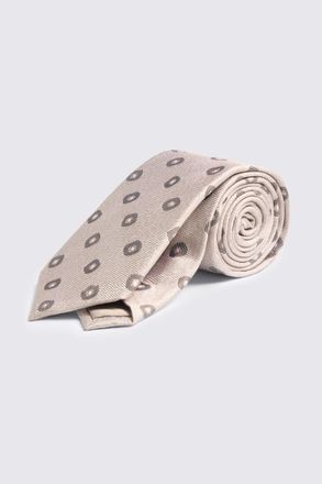Moss Neutral Silk Square Geo Tie
