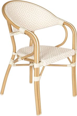 Oviala Silla de jard&iacute;n estilo parisino en aluminio y rat&aacute;n sint&eacute;tico beige