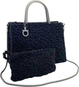 Ferragamo Pre-owned Handbags, female, Black, Size: ONE SIZE Pre-owned Wool Handbag