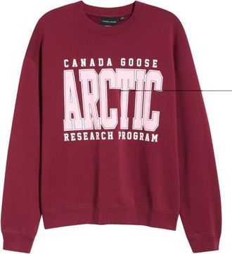 Canada Goose Wander Arctic Research Graphic Organic Cotton Sweatshirt in Burnt Vermillion at Nordstrom, Size X-Large