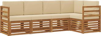 vidaXL Conjunto De Sof&aacute;s De Exterior 5 Uds. Natural Y Beige Poli&eacute;ster Vidaxl