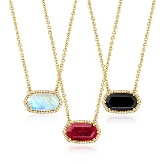 Ross-Simons Birthstone Necklace With White Topaz in 18kt Gold Over Sterling
