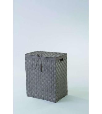 Compactor Tex Cesto Portabiancheria Quadrato Con Coperchio, Talpa, Tessuto Con Struttura In Metallo, Fodera In Lino Rimovibile, 38 X 25 X 60h Cm, Ran6895 - Comp