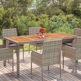 vidaXL Vidaxl - Mesa De Jard&iacute;n Superficie De Madera Rat&aacute;n Pe Gris 190x90x75 Cm