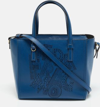 Ferragamo Bonnie Blue Leather Tote