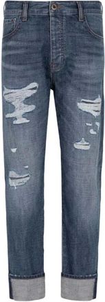 Emporio Armani Heren, Jeans, Blauw, Maat: W30 Leer