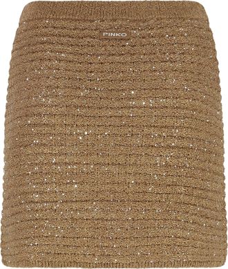 Pinko Womens Mini Skirt Miletto Beige Beige-Gallinaccio Polyester