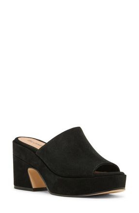 Blondo Melinda Waterprood Platform Slide Sandal in Black Suede at Nordstrom, Size 7.5