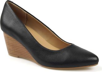 National Comfort Wedge Pump in Black Leather at Nordstrom, Size 8