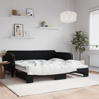 vidaXL Sof&aacute; Cama Nido Terciopelo Negro 100x200 Cm Vidaxl