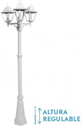 Fabrilamp Farola Exterior Aluminio Spica 3xe27 Blanco Ip44 220x62x62 Cm Regulable En Altura
