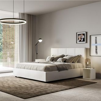 Itamoby Cama Matrimonio Canap&eacute; 160 X 190 Cm Dise&ntilde;o Polipiel Blanco Mika