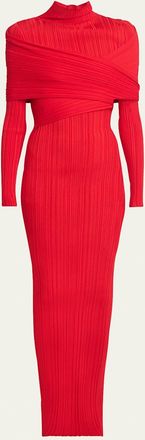 Balmain Ribbed Knit Turtleneck Bodycon Maxi Dress