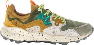 Flower Mountain Multi-Material Sneakers with Vibrant Accents and Chunky Sole