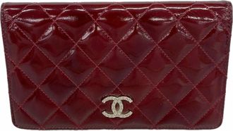Chanel Bordeaux Patent Leather Long Wallet (Bi-Fold) (Pre-Owned)